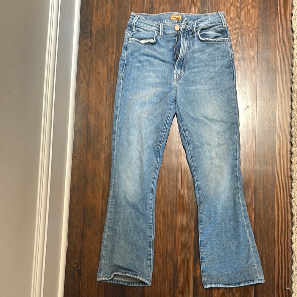 MOTHER Blue Flare Wide Leg Jeans